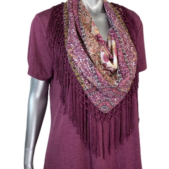 Style & Co Purple Top with Fringe Scarf 1X - Picture 2 of 5